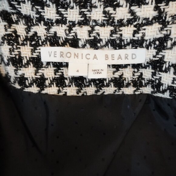 Veronica Beard Taja Houndstooth Jacket Tweed Double Breasted Blazer Size 4 - Picture 7 of 8